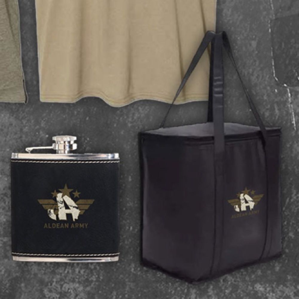 Jason Aldean Aldean Army Bundle Hip Flask Cooler Bag Womens Shirt Polymailer - Picture 6 of 13